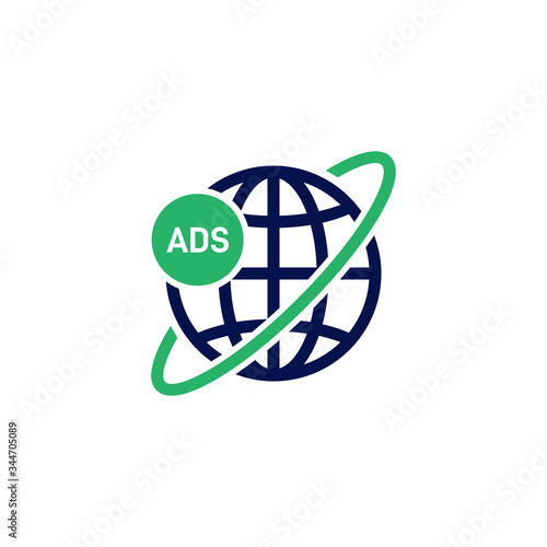 Global advertising icon design isolated on white background. Vector illustration