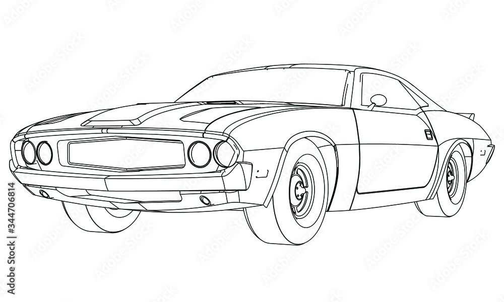 Sport car in outline. Sport vehicle template vector isolated on white.