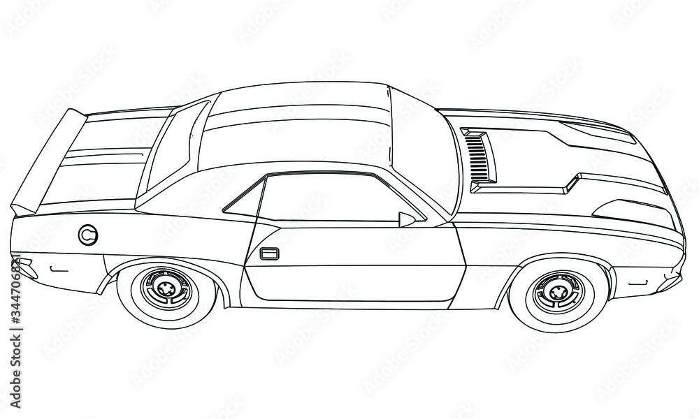 Sport car in outline. Sport vehicle template vector isolated on white.