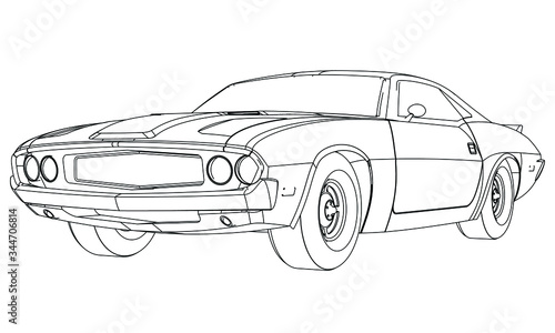 Sport car in outline. Sport vehicle template vector isolated on white.