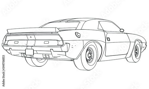 Sport car in outline. Sport vehicle template vector isolated on white.