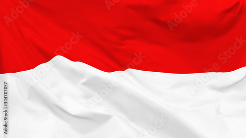 Fragment of a waving flag of the Republic of Indonesia in the form of background, aspect ratio with a width of 16 and height of 9, vector
