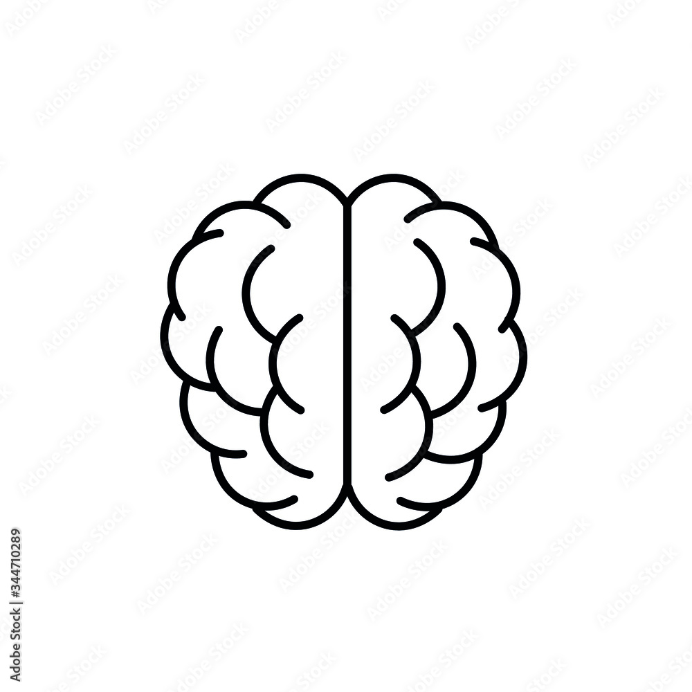 human brain two hemispheres top view. the right and left hemispheres of the brain. black icon vector graphic human brain two hemispheres top view. the right and left hemispheres of the brain. black icon vector graphic
