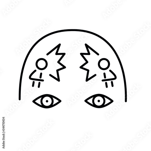 two people swear inside the head. split personality, people argue in the head. black icon vector graphic