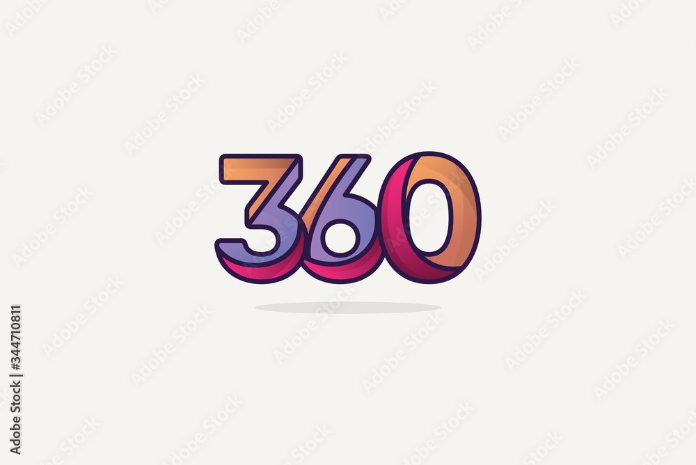 360 number vector design template. 360 number vector design template.