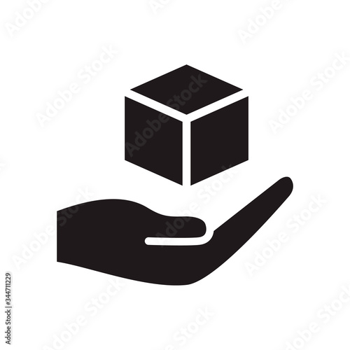 Hand and box icon in trendy flat style design. Vector graphic illustration. Suitable for website design, logo, mobile app, Infographic, and more.