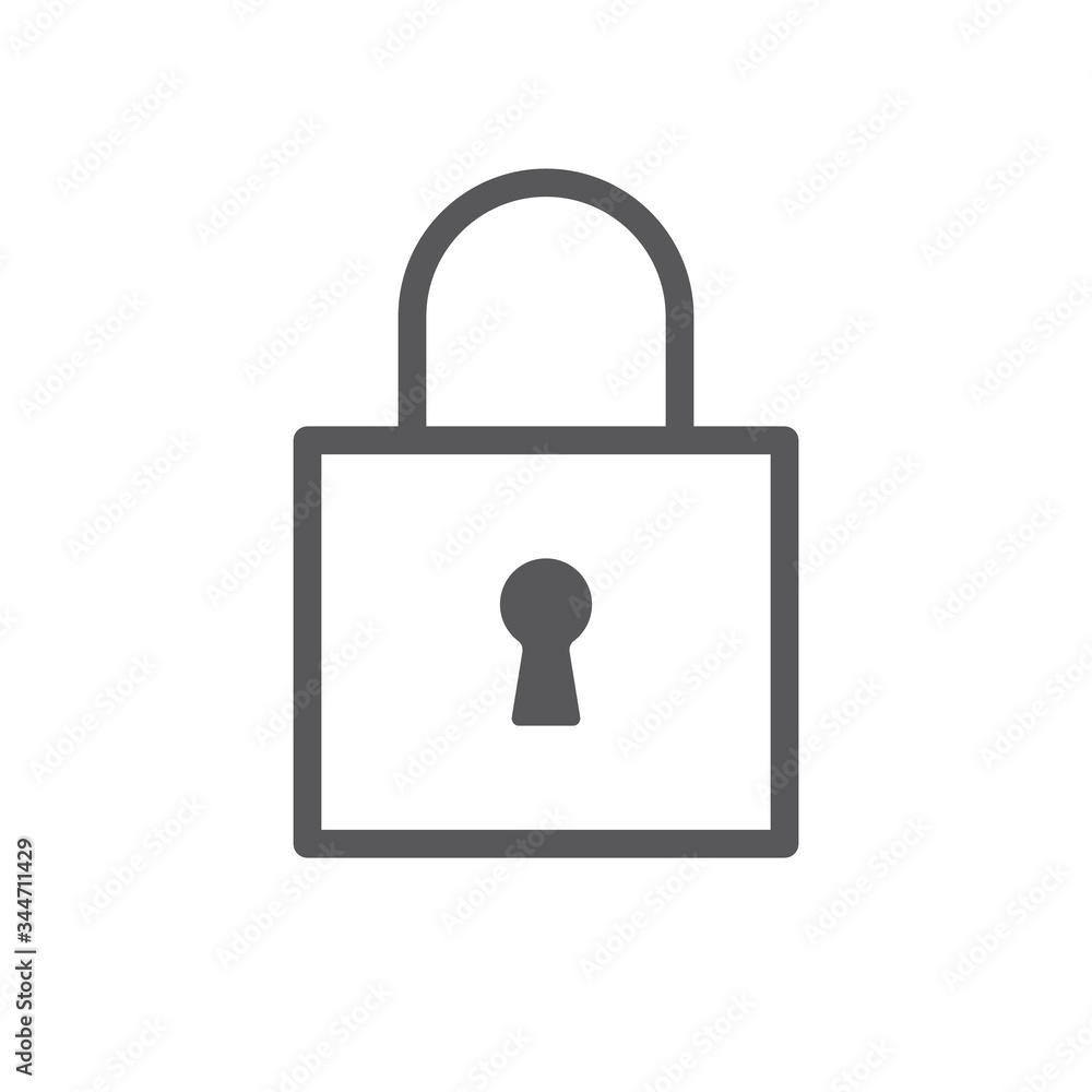 Padlock linear icon, symbol of security and safety. Lock pictogram. Padlock linear icon, symbol of security and safety. Lock pictogram.