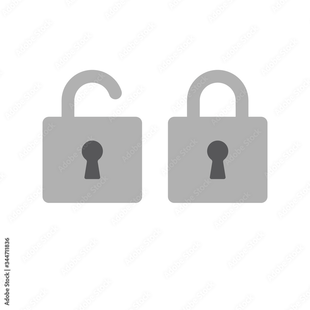 Lock open and closed icons. Symbol of securty and safety, keyhole and padlock pictograms. Lock open and closed icons. Symbol of securty and safety, keyhole and padlock pictograms.