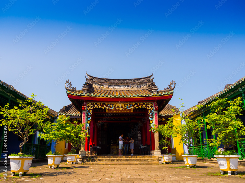 HOIAN, VIETNAM, SEPTEMBER, 04 2017: Beautiful view of the temple at hoian, in a sunny day in Vietnam HOIAN, VIETNAM, SEPTEMBER, 04 2017: Beautiful view of the temple at hoian, in a sunny day in Vietnam