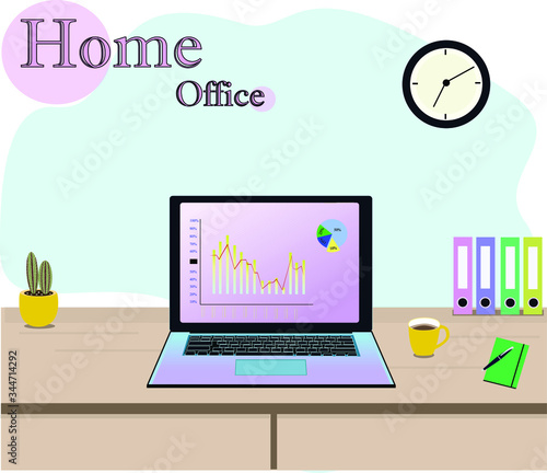 home office workplace illustration in flat design