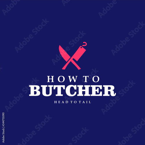 butchery logo knife chop and cut vector food industry graphic design emblem template idea