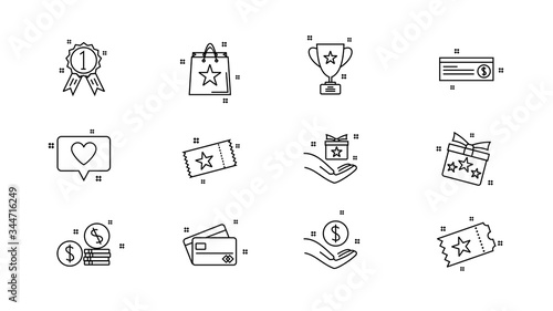 Lottery ticket, Earn reward and winner gift icons.vector illustration