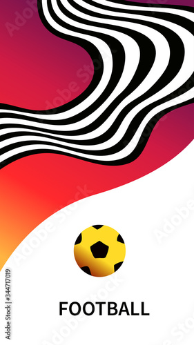 Template design poster, banner, card,  logo for sport,  football, soccer school, hobby. Ball on white background. Text football. Sketch vector illustration