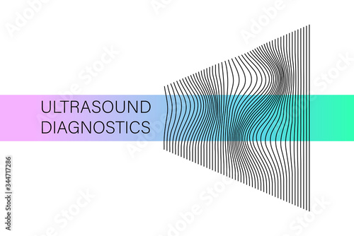 Ultrasound diagnostics logo. Template concept image for medical research. Vector banner, poster, logotype with white background