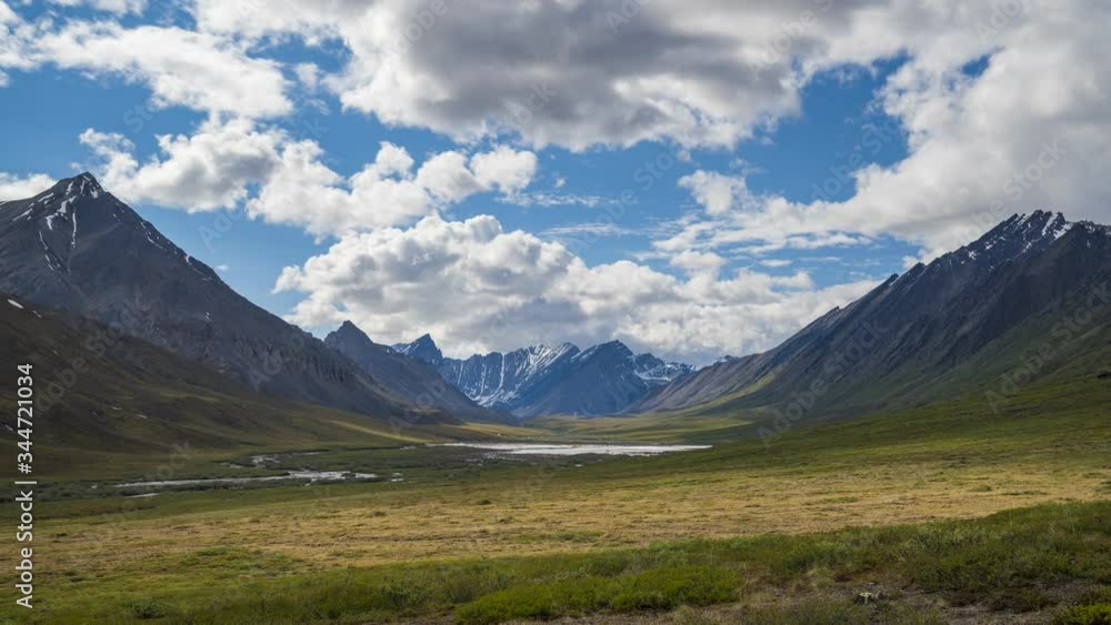 Timelapse clouds move across valley in Alaska. Gates of the Arctic National Park Timelapse clouds move across valley in Alaska. Gates of the Arctic National Park