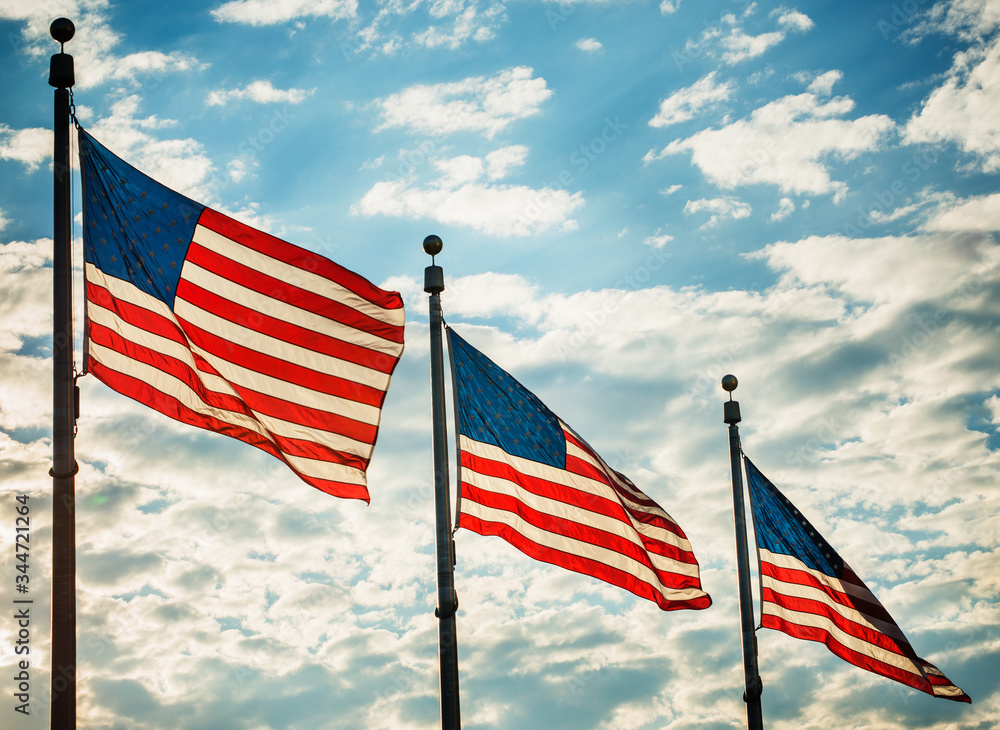 american flag in the wind on the mall in Washington DC, United States american flag in the wind on the mall in Washington DC, United States