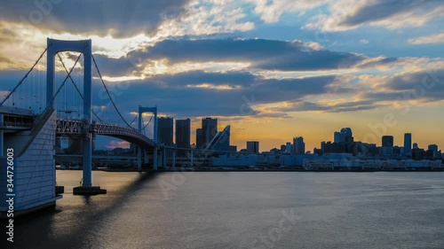 Timelapse of Tokyo Bay at sunset