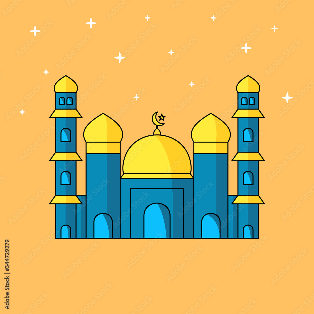 Vector illustration of mosque mosque is very suitable for Ramadan sale, banner, flyer, card, greeting, background etc.