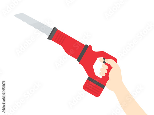 電動ノコギリを持つイラスト