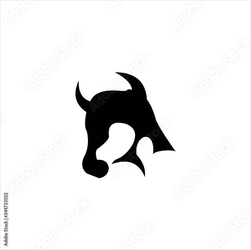 Abstract Simple Bull Head Vector Logo Concept Illustration, Buffalo Head Logo, Bull Head Logo Stock Vector