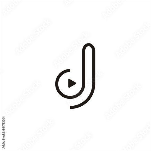  Initial Letter DJ Logo Stock Vector , letter dj logo design  template vector image , letter dj play logo icon design , letter d play logo 
