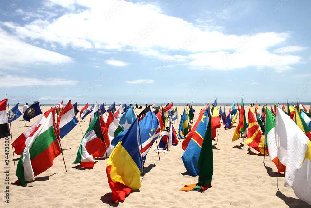 World Country Flags on the Beach Blue Sky Stock Photo Adobe Stock