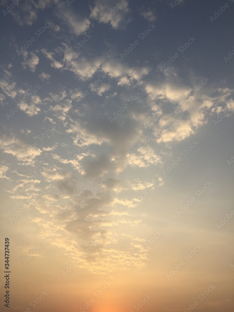 A BEAUTIFUL EVENING SKY WITH BRIGHT AND CHARMING CLOUDS IN THE SKY