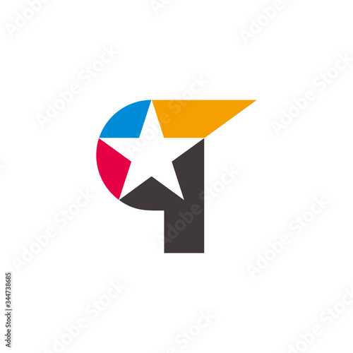 letter q star geometric simple motion logo vector