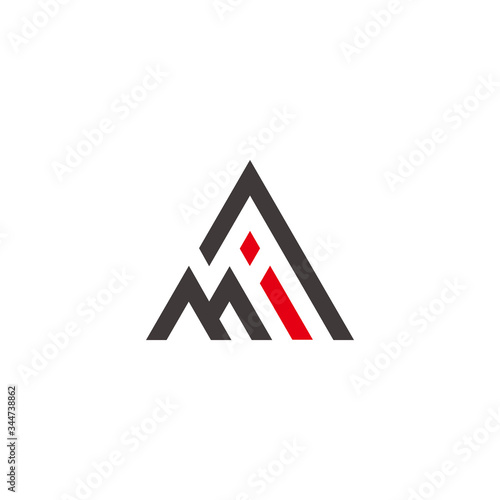 letter mi geometric arrow triangle logo vector