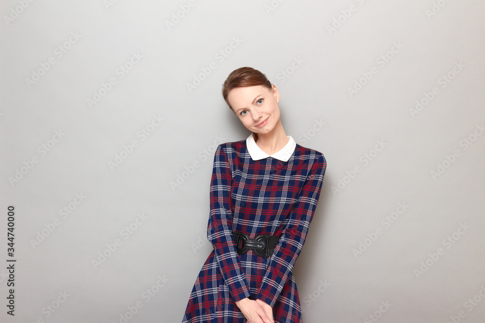 Portrait of cute happy young woman with positive expression on face Portrait of cute happy young woman with positive expression on face