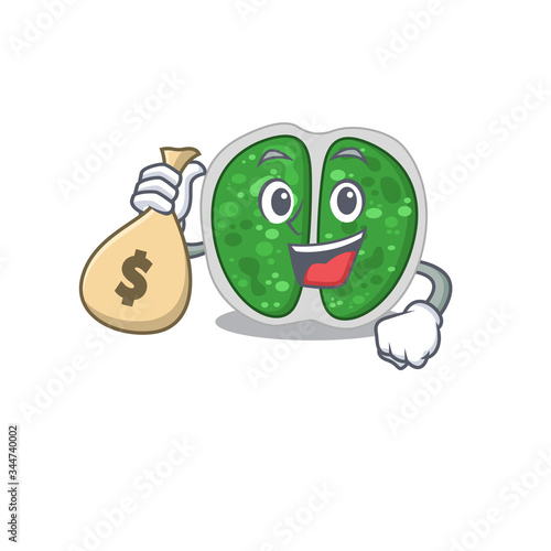 Rich chroococcales bacteria cartoon design holds money bags