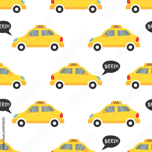 Taxi. Cartoon Transportation Background.