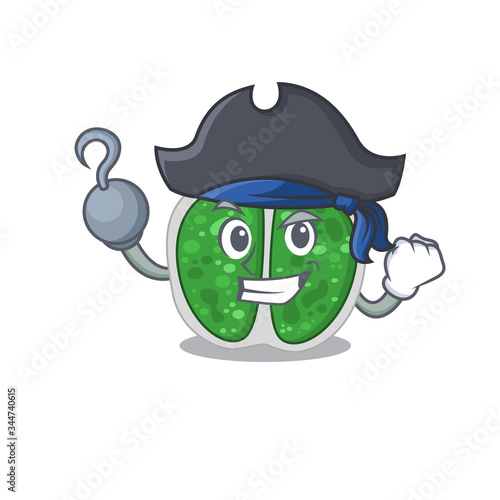 Chroococcales bacteria cartoon design style as a Pirate with hook hand and a hat