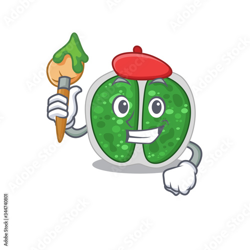 A creative chroococcales bacteria artist mascot design style paint with a brush