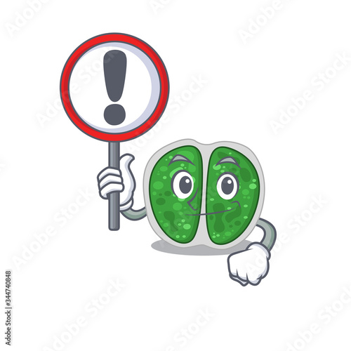 An icon of chroococcales bacteria cartoon design style with a sign board