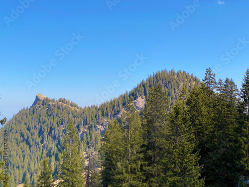 Alpine mountain hills Rägenflüeli (Raegeflueeli oder Ragenflueli) or Regenflüeli and Studberg over the Eigental valley, Eigenthal - Canton of Lucerne, Switzerland (Kanton Luzern, Schweiz) photo