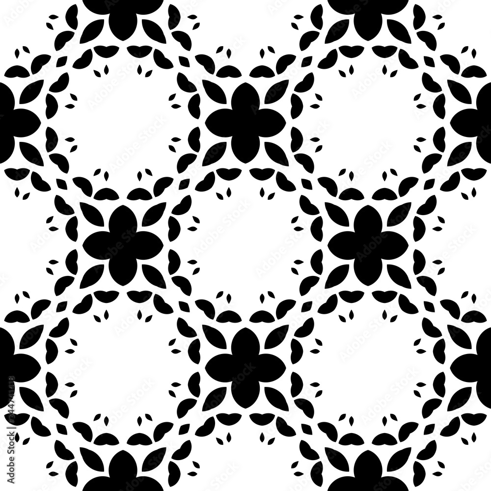 Black and white seamless pattern, texture, floral geometric design, retro, vintage ornament Black and white seamless pattern, texture, floral geometric design, retro, vintage ornament
