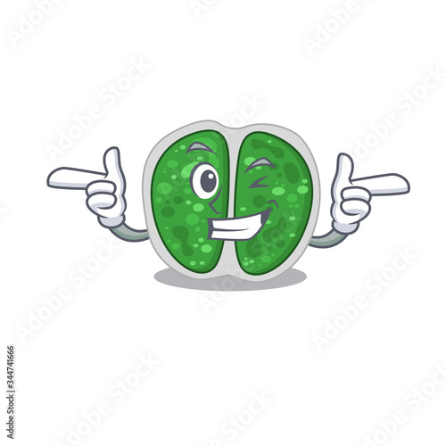 Cartoon design concept of chroococcales bacteria with funny wink eye