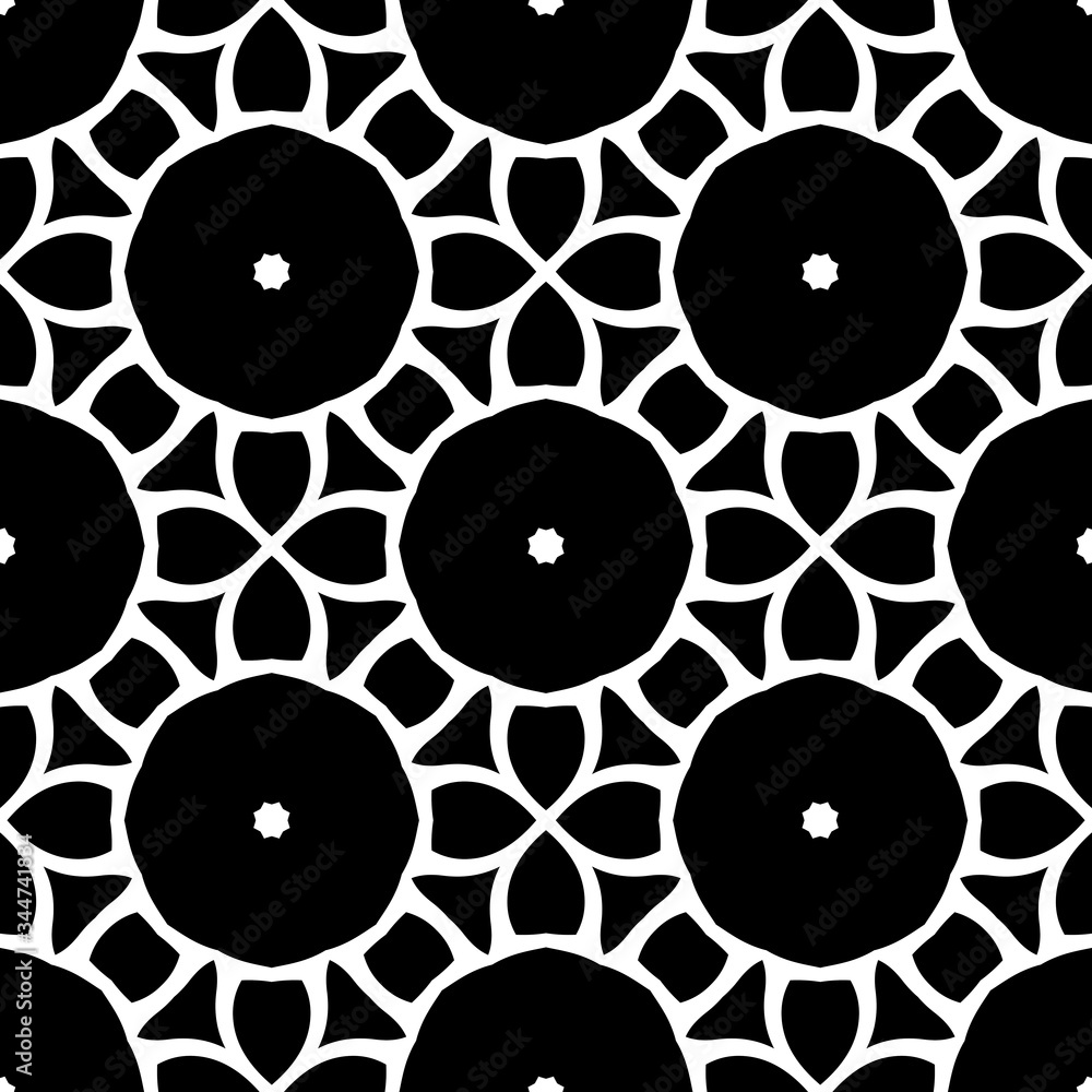 Black and white seamless pattern, texture, floral geometric design, retro, vintage ornament Black and white seamless pattern, texture, floral geometric design, retro, vintage ornament