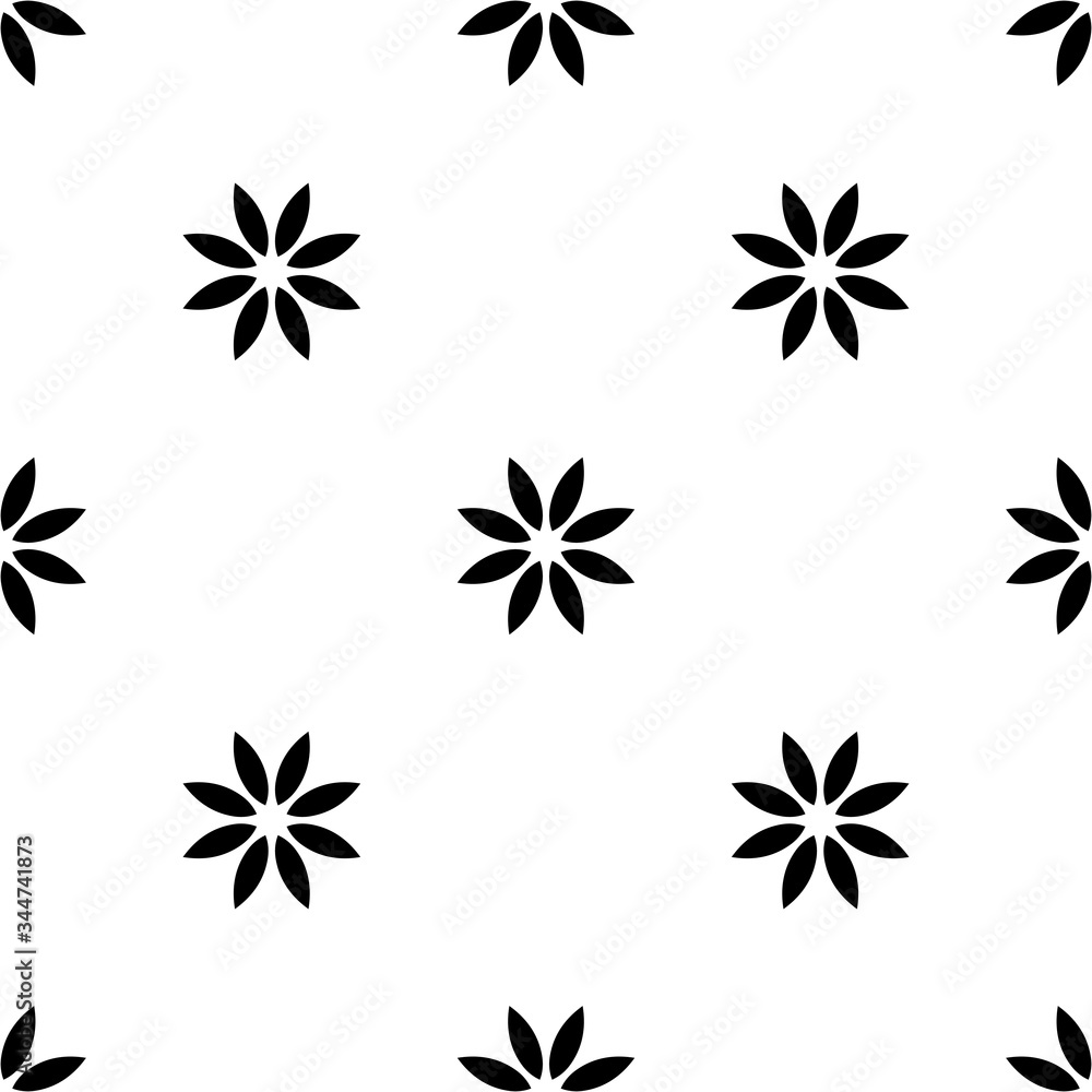 Obraz premium Black and white seamless pattern, texture, floral geometric design, retro, vintage ornament