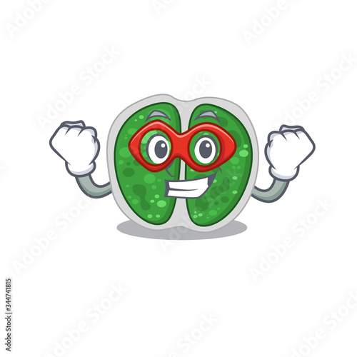 A cartoon character of chroococcales bacteria performed as a Super hero