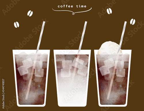 コーヒー　アイスコーヒー　イラスト