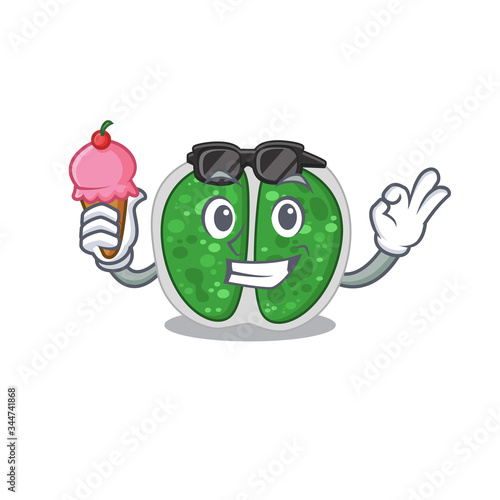 Cartoon design concept of chroococcales bacteria having an ice cream