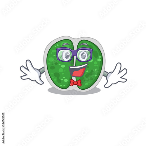 Mascot design style of geek chroococcales bacteria with glasses