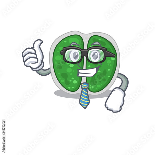 An elegant chroococcales bacteria Businessman mascot design wearing glasses and tie
