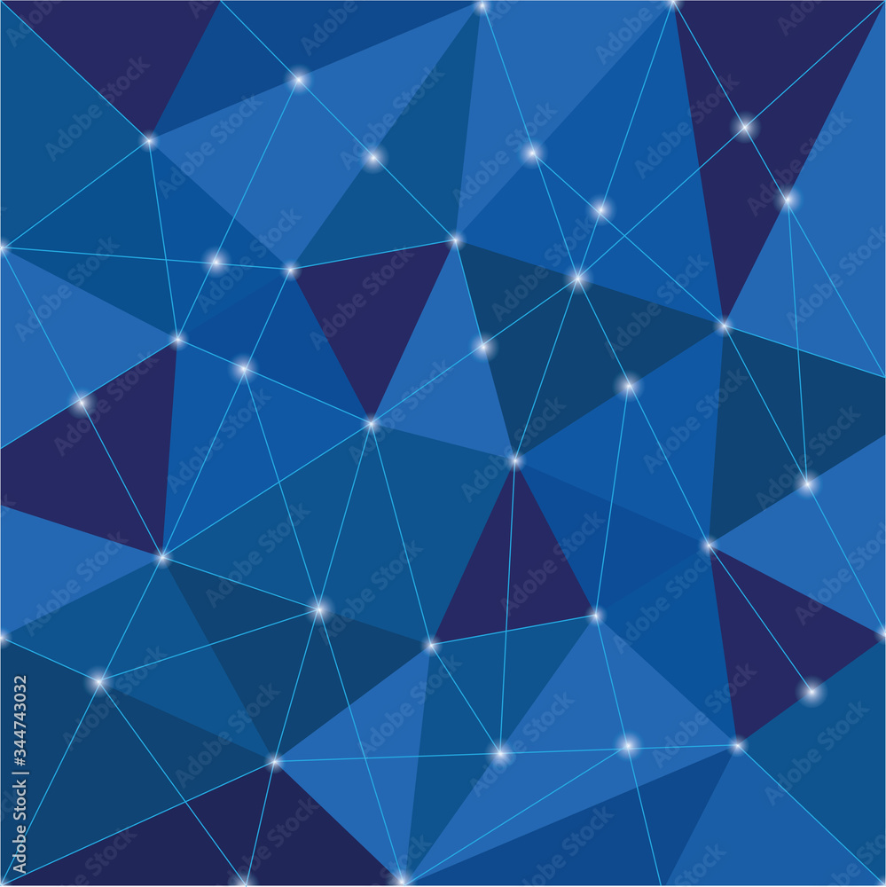 Abstract Dark Blue Polygonal Space Background with Connecting Dots and Lines
