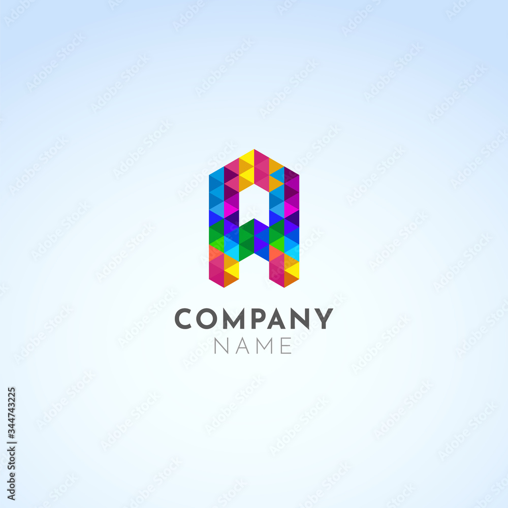 Diseño de logotipo creativo A Letter con Icon Vector, con figuras geométricas y colores Diseño de logotipo creativo A Letter con Icon Vector, con figuras geométricas y colores