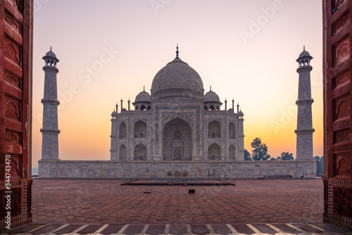 World wonder Taj Mahal at sunrise  