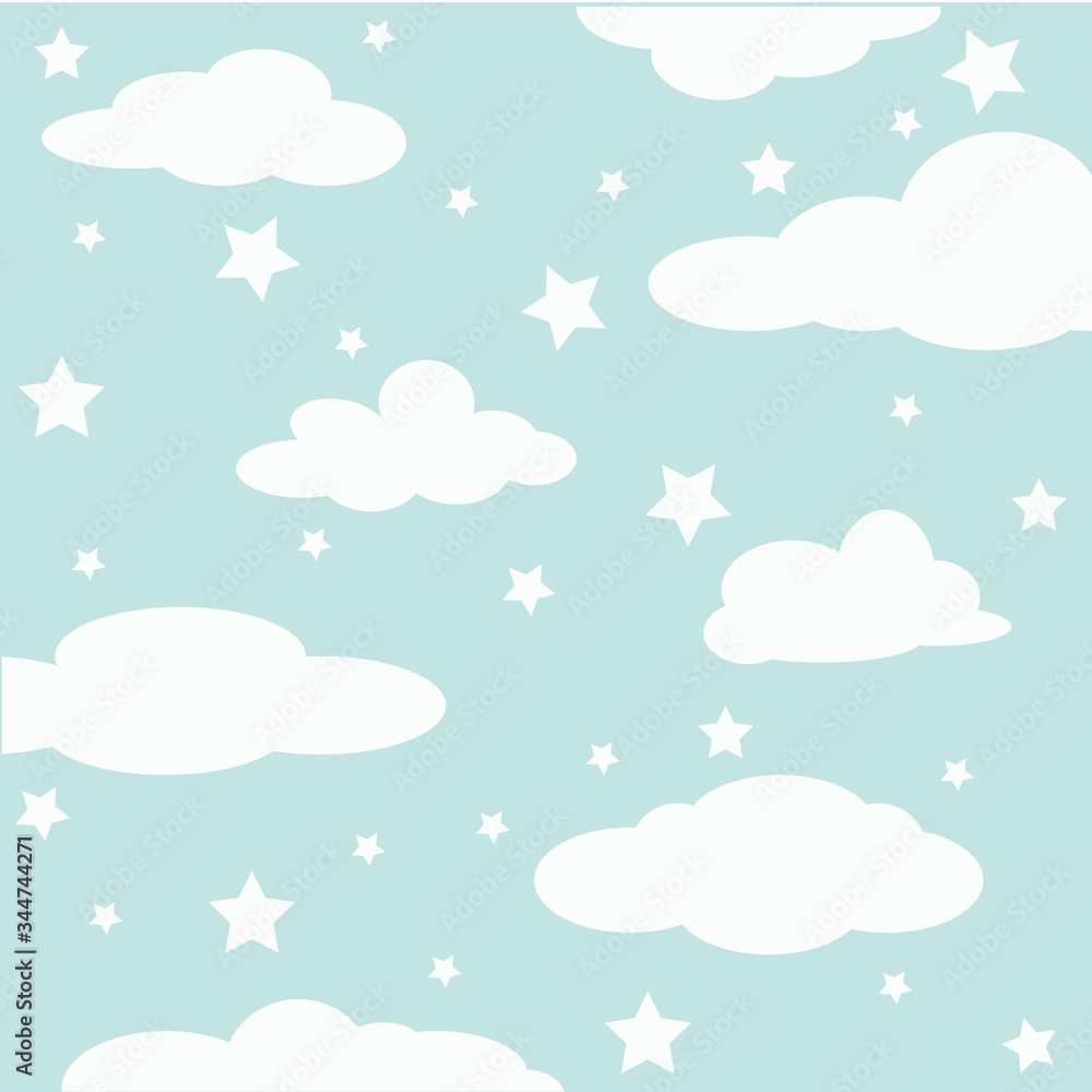 background with clouds and star