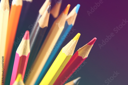 Close up of wooden colored pencil